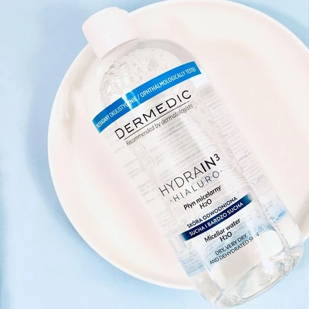 Dermedic Hydrain 3 Hialuro, fluide micellaire H2O, peaux déshydratées et sèches, 500 ml