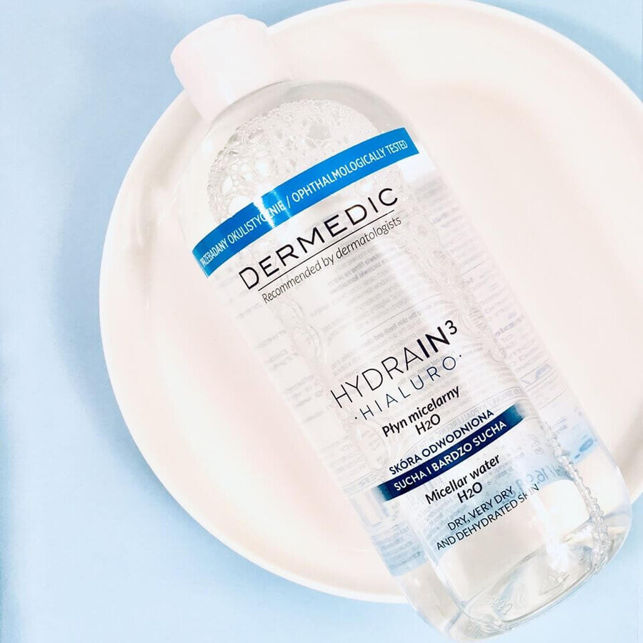 Dermedic Hydrain 3 Hyaluro, micellar liquid H2O, dehydrated and dry skin, 500 ml