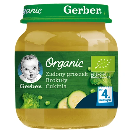 Gerber Organic Lunch, pois verts, brocoli, courgette, après 4 mois, 125 g