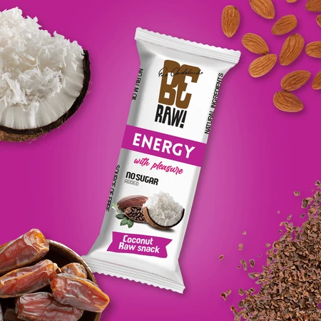 BeRaw! Energy Raw Snack, energiereep, rauwe cacao, kokos, 40 g