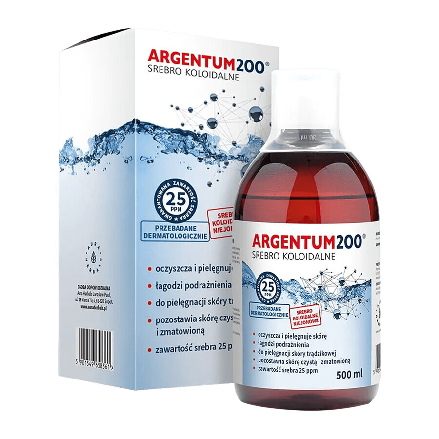 Buy Aura Herbals Argentum 200, colloidal silver 25 ppm, tonic, 500 ml Aura Herbals Argentum 200, colloidal silver 25 ppm, tonic, 500 ml