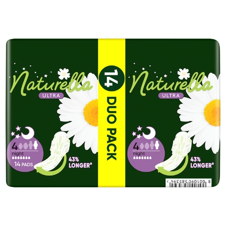 Naturella Ultra, maandverband met vleugels, kamille, Nacht, 14 st.