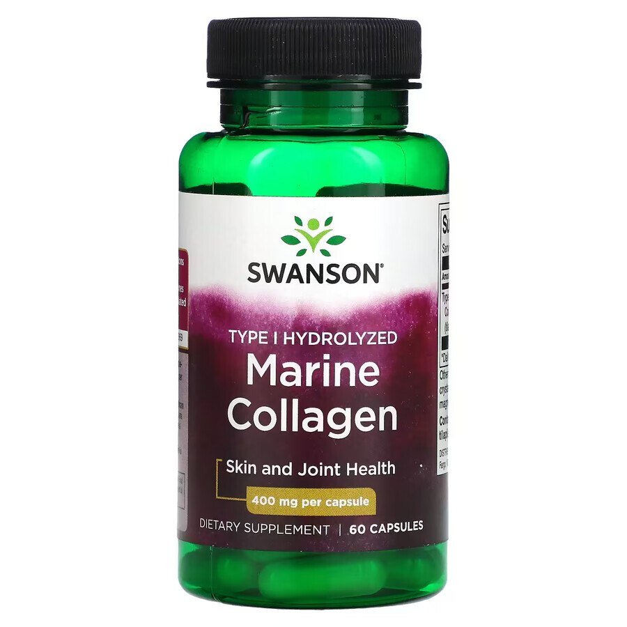 Swanson Marine Collagen Peptides, collagène hydrolysé de poisson de type I, 60 gélules