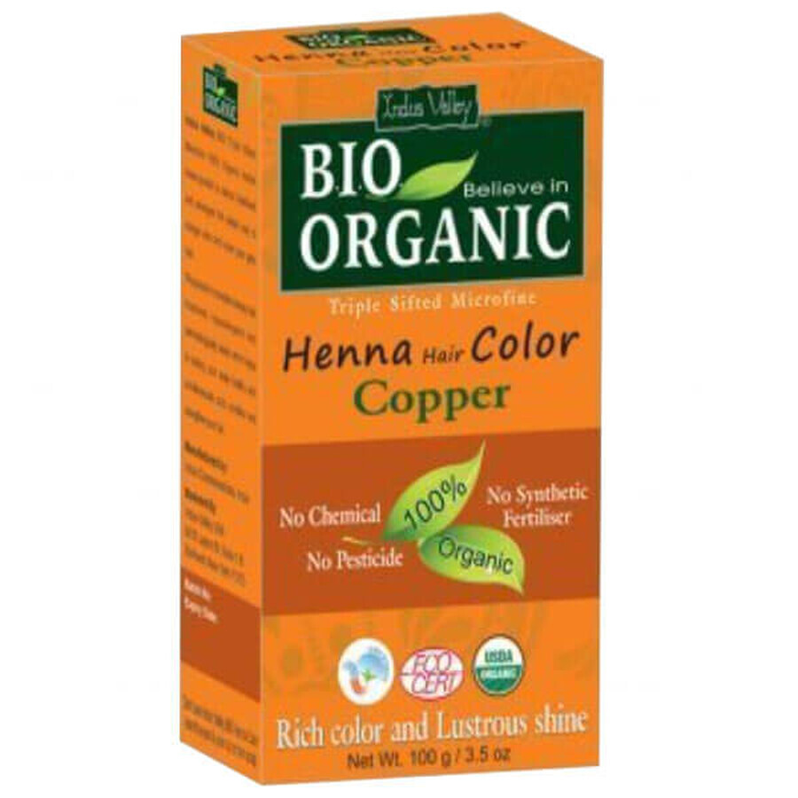 Boutique Indus Valley Bio Organic, teinture à base de henné, cuivre, 100 g Indus Valley Bio Organic, teinture à base de henné, cuivre, 100 g