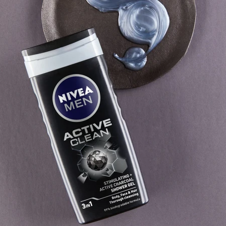 Nivea Men, Gel douche 3-en-1 pour le visage, le corps et les cheveux, Active Clean, 500 ml