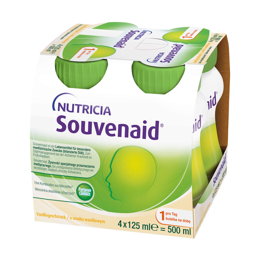 Souvenaid, liquide, goût vanille, 4 x 125 ml