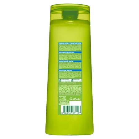 Garnier Fructis Fuerza y ​​Brillo, champú fortalecedor 2 en 1 para cabello normal, 400 ml