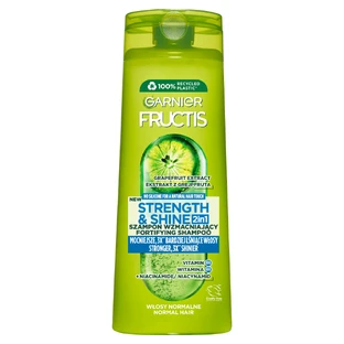 Garnier Fructis Fuerza y ​​Brillo, champú fortalecedor 2 en 1 para cabello normal, 400 ml
