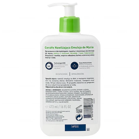 CeraVe Hydrating Cleansing Emulsion, Normal to Dry Skin, 473 ml