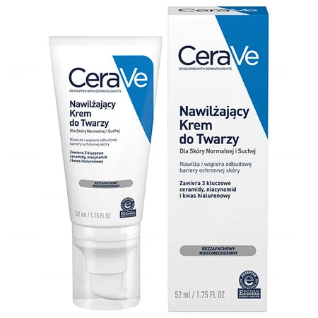 CeraVe, crema hidratante con ceramidas para el rostro, piel normal y seca, 52 ml