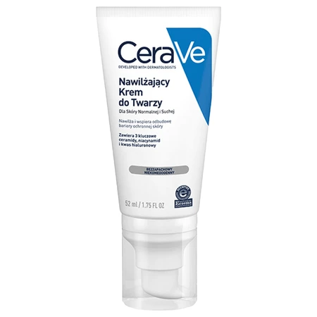 CeraVe, crema hidratante con ceramidas para el rostro, piel normal y seca, 52 ml