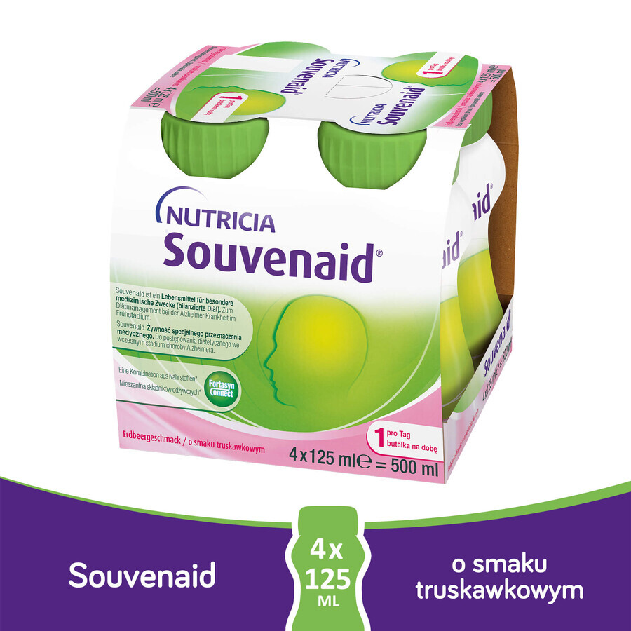 Souvenaid, goût fraise, 4 x 125 ml