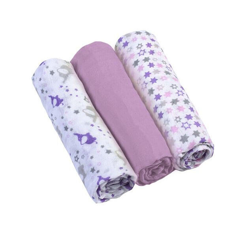 Buy BabyOno, muslin diapers, lilac, 70 x 70 cm, 3 pcs BabyOno, muslin diapers, lilac, 70 x 70 cm, 3 pcs