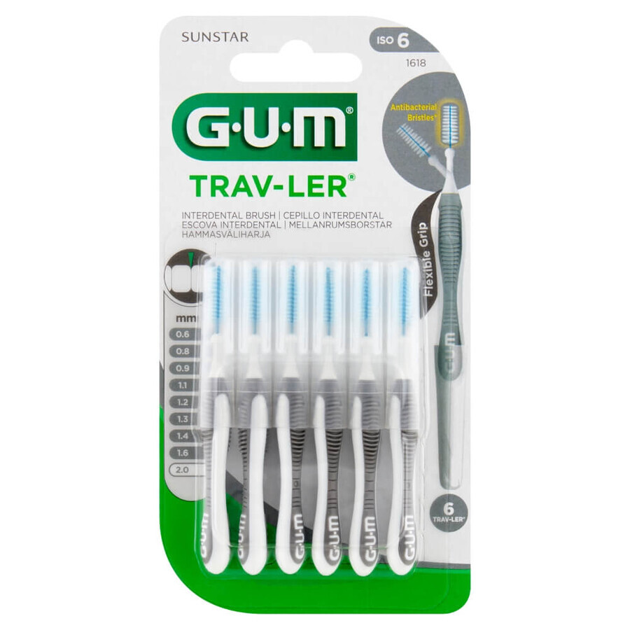 Buy Sunstar Gum Trav-Ler, interdental space brush, 2.0 mm, 6 pieces Sunstar Gum Trav-Ler, interdental space brush, 2.0 mm, 6 pieces