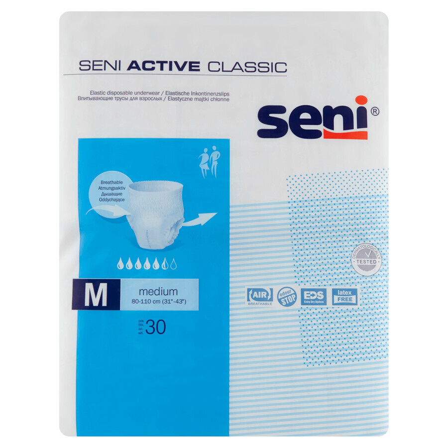 Shop Seni Active Classic, saugfähige Slips, Medium, 80-110 cm, 30 Stück Seni Active Classic, saugfähige Slips, Medium, 80-110 cm, 30 Stück