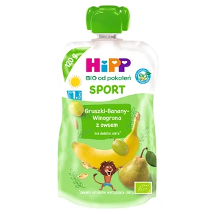 HiPP Sport Bio fruitmousse, peren, bananen, druiven met haver, na 1 jaar, 120 g