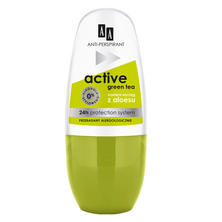 AA Deo, Antitranspirante roll-on 24h, Té verde activo, 50 ml
