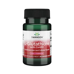 Swanson L-Glutatión con CoQ10, L-glutatión 200 mg + coenzima Q10 100 mg, 30 cápsulas vegetales