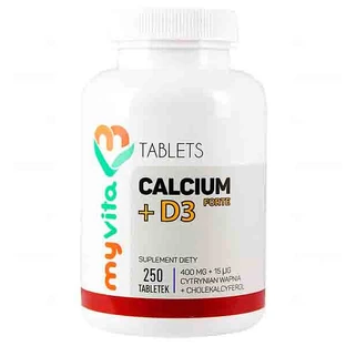 MyVita, Calcio + vitamina D3 FORTE, calcio (citrato de calcio), 250 comprimidos