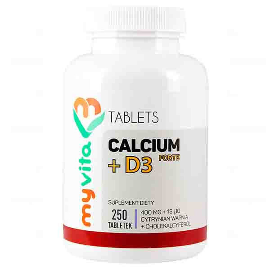 Buy MyVita, Calcium + vitamin D3 FORTE, calcium (calcium citrate), 250 tablets MyVita, Calcium + vitamin D3 FORTE, calcium (calcium citrate), 250 tablets