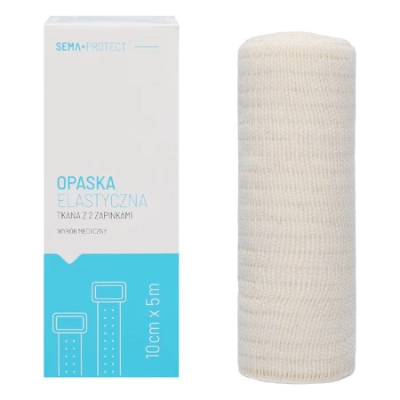 SEMA Protect, bandage élastique avec 2 attaches, 10 cm x 5 m, 1 pièce
