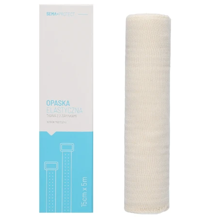 SEMA Protect, bandage élastique avec 2 attaches, 15 cm x 5 m, 1 pièce