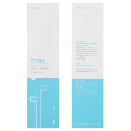SEMA Protect, bandage élastique avec 2 attaches, 15 cm x 5 m, 1 pièce