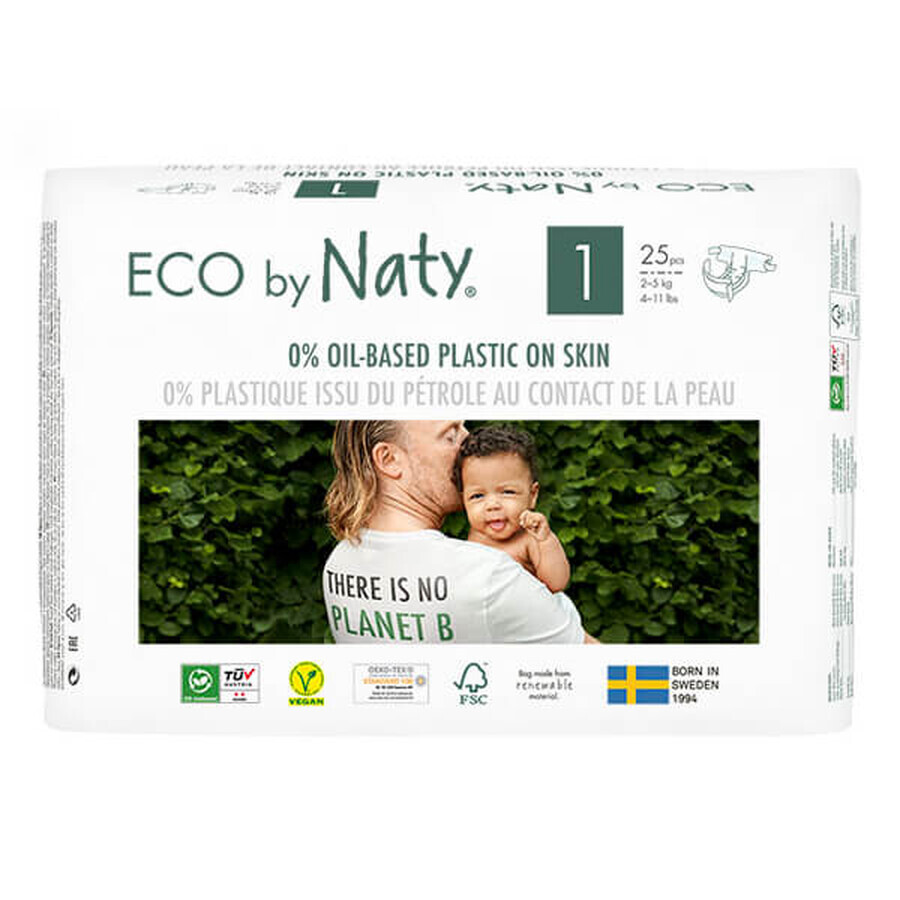 Buy Eco By Naty, Organic disposable diapers size 1, 2-5 kg, 25 pcs Eco By Naty, Organic disposable diapers size 1, 2-5 kg, 25 pcs