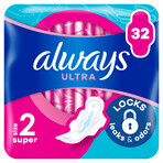 Always Ultra, toallas sanitarias con alas, talla 2, Super, 32 piezas Always Ultra, toallas sanitarias con alas, talla 2, Super, 32 piezas