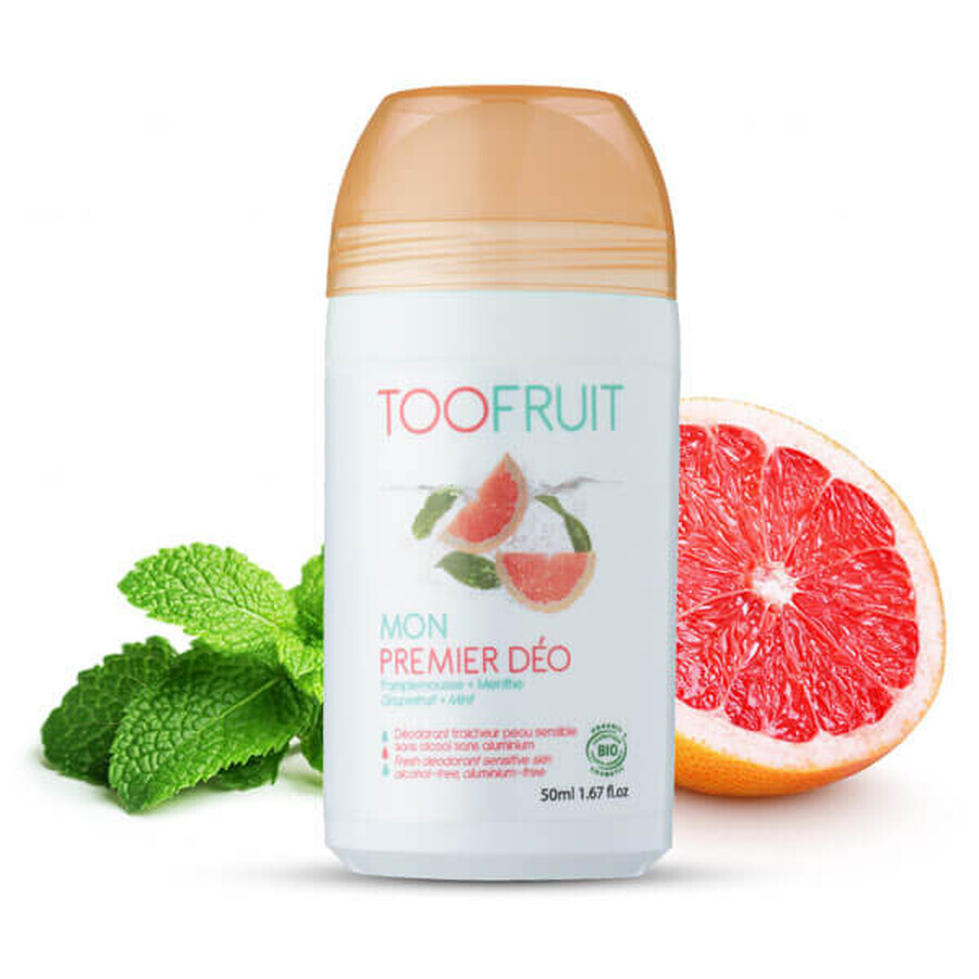 Toofruit, antibacterial roll-on deodorant for children, grapefruit and mint, 50 ml