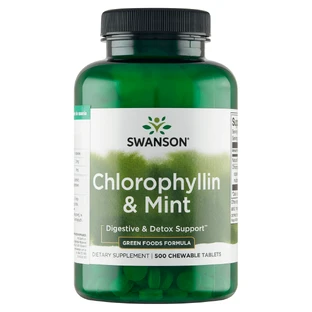 Swanson Chlorophyllin &amp; Mint, chlorofyl met munt, 500 kauwtabletten