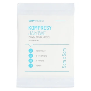 SEMA Protect, sterile Mulltupfer, 17-fädig, 12 Lagen, 5 cm x 5 cm, 3 Stück
