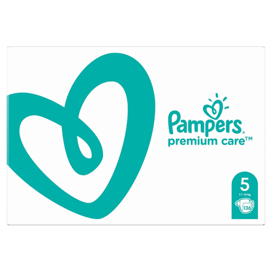 Pampers Premium Care, luiers, maat 5, 11-16 kg, 136 stuks