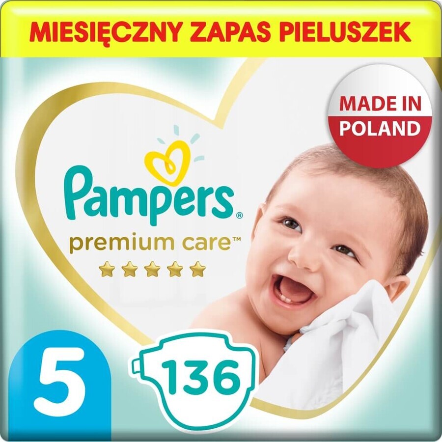 Pampers Premium Care, luiers, maat 5, 11-16 kg, 136 stuks