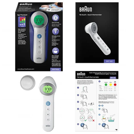 Braun BNT 400, thermomètre frontal sans contact 5-en-1 avec précision de l'âge, blanc