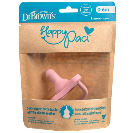 Dr. Brown's, Chupete de silicona Happy Paci, rosa, 0m+, 1 pieza