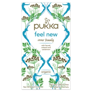 Pukka Feel New Organic, tisane de fruits et d'herbes, anis, fenouil et cardamome, 2 g x 20 sachets