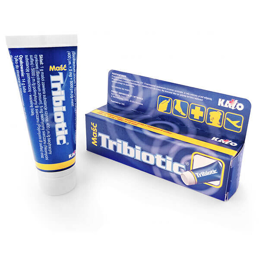 Tribiotique (5 mg + 0,833 mg + 0,01 g)/g, pommade, 14 g