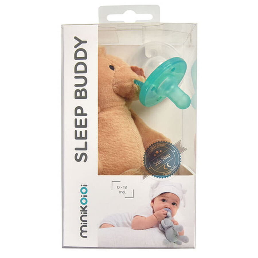MINIKOIOI, chupete con peluche Oso Pardo, desde el nacimiento, 1 pieza