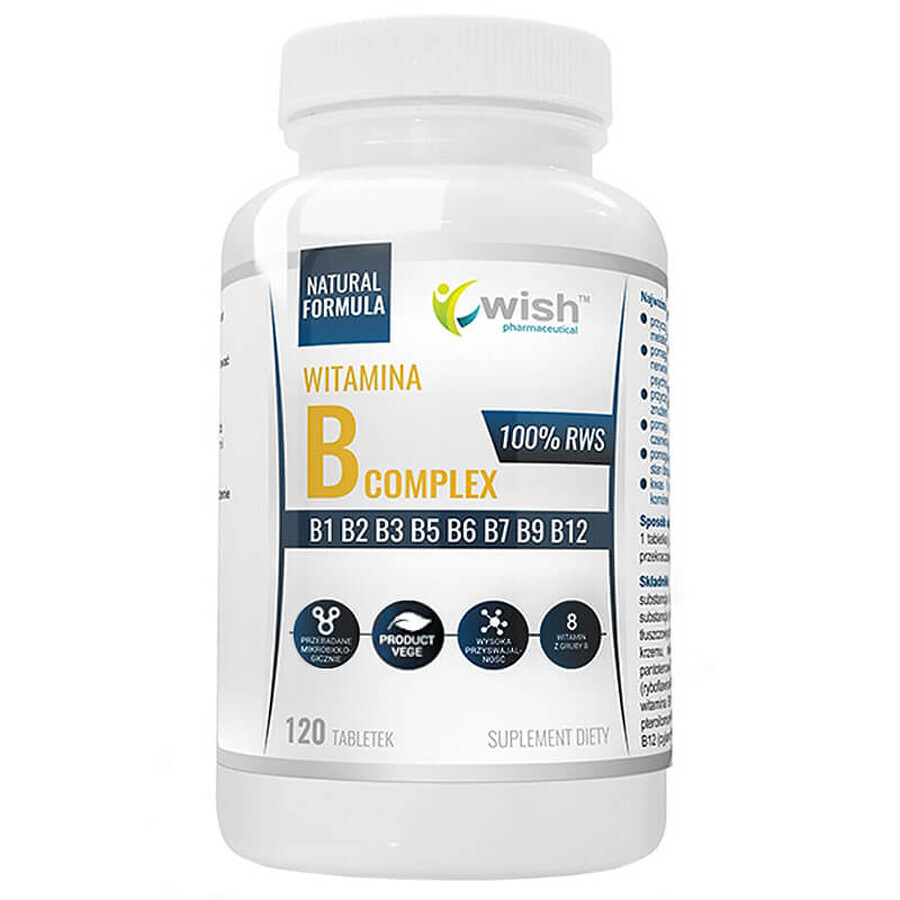 Boutique Wish, Complexe de Vitamine B, 120 comprimés Wish, Complexe de Vitamine B, 120 comprimés