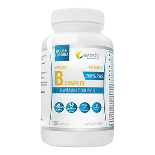 Wish Vitamin B Complex, 8 vitaminas B + prebiótico, 120 cápsulas
