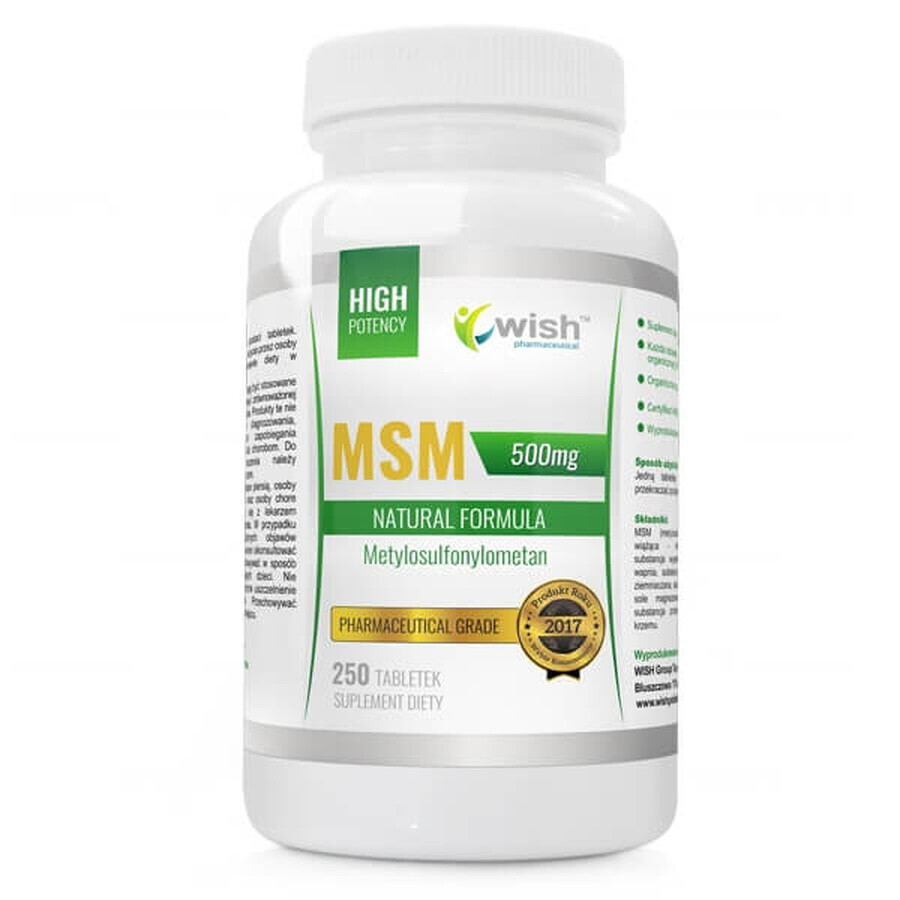 Buy Wish, Organic sulfur MSM 500 mg, 250 tablets Wish, Organic sulfur MSM 500 mg, 250 tablets