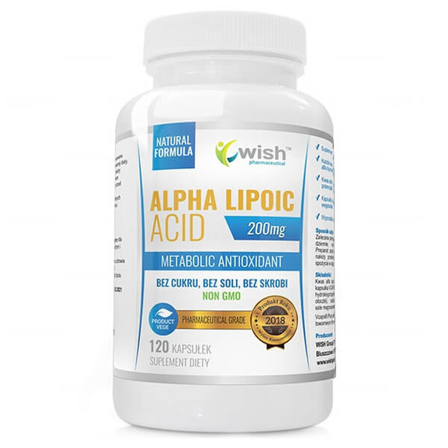 Acquista Wish, Acido alfa lipoico ALA 200 mg, 120 capsule Wish, Acido alfa lipoico ALA 200 mg, 120 capsule