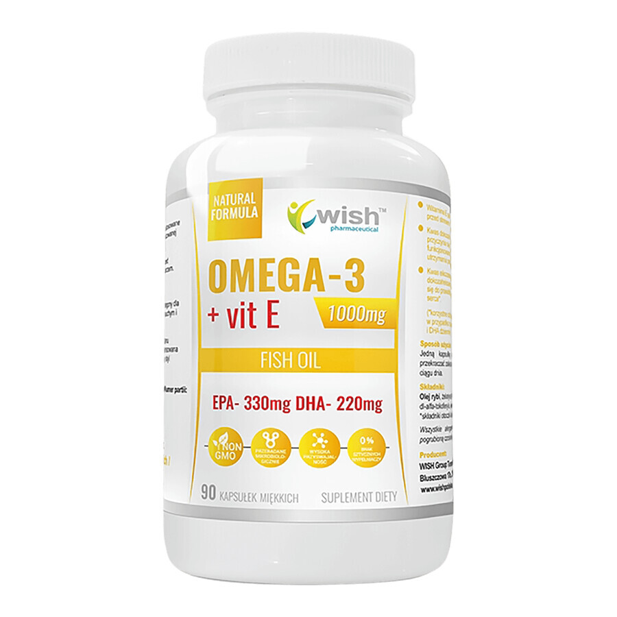 Buy Wish, Omega-3 + vitamin E 1000 mg, 90 soft capsules Wish, Omega-3 + vitamin E 1000 mg, 90 soft capsules
