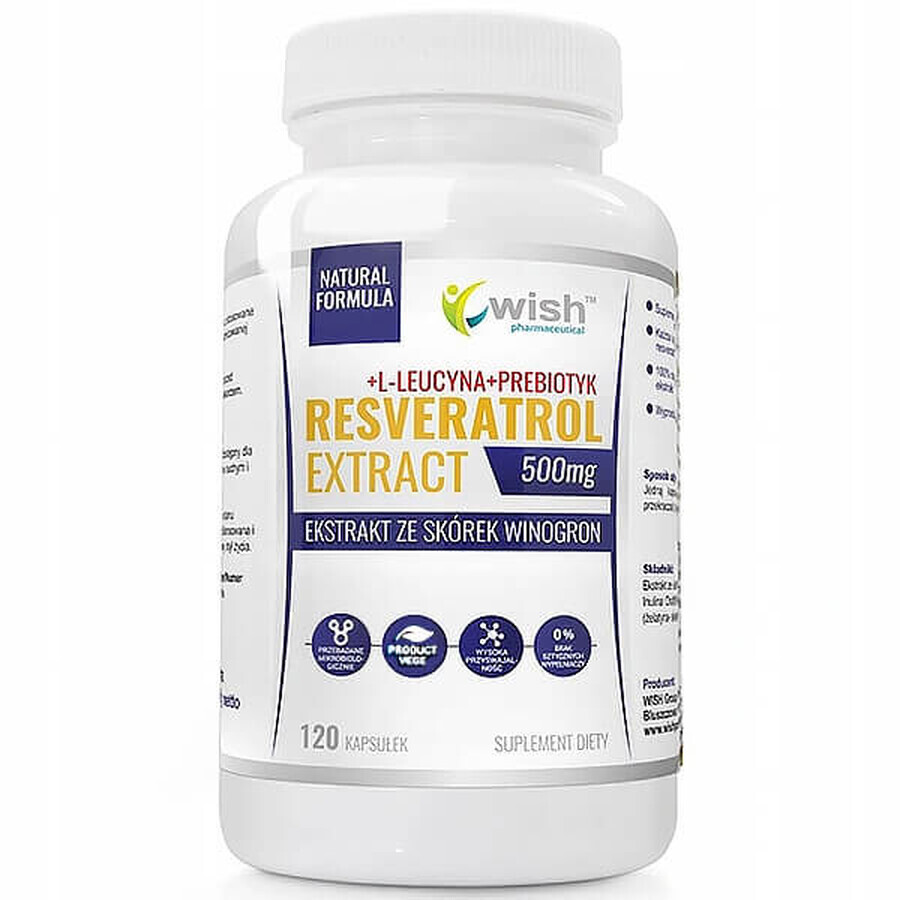 Boutique Wish Resveratrol Extract 500 mg, extrait de peau de raisin, 120 gélules Wish Resveratrol Extract 500 mg, extrait de peau de raisin, 120 gélules