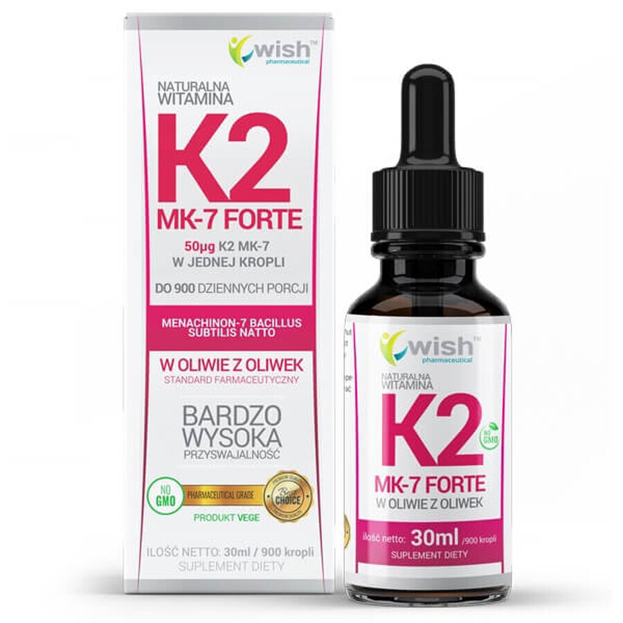Winkel op Wish K2 MK-7 Forte 50 μg, vitamine K, 30 ml Wish K2 MK-7 Forte 50 μg, vitamine K, 30 ml
