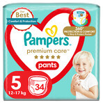 Pampers Premium Care Pants, pannolini, taglia 5, 12-17 kg, 34 pz. Pampers Premium Care Pants, pannolini, taglia 5, 12-17 kg, 34 pz.