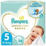 Pampers Premium Care, pañales, talla 5, Maxi, 11-16 kg, 58 piezas Pampers Premium Care, pañales, talla 5, Maxi, 11-16 kg, 58 piezas