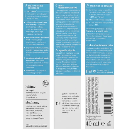 Tolpa Dermo Face, Hydrativ, crema-mascarilla hidratante relajante para cara, cuello y escote, noche, 40 ml