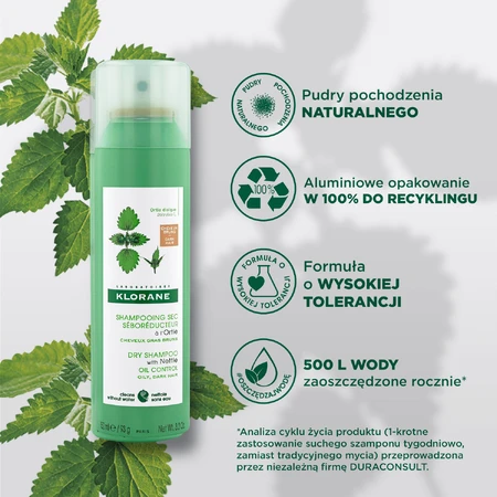 Klorane sebum-regulating dry shampoo with nettle extract for oily and greasy hair, 150 ml